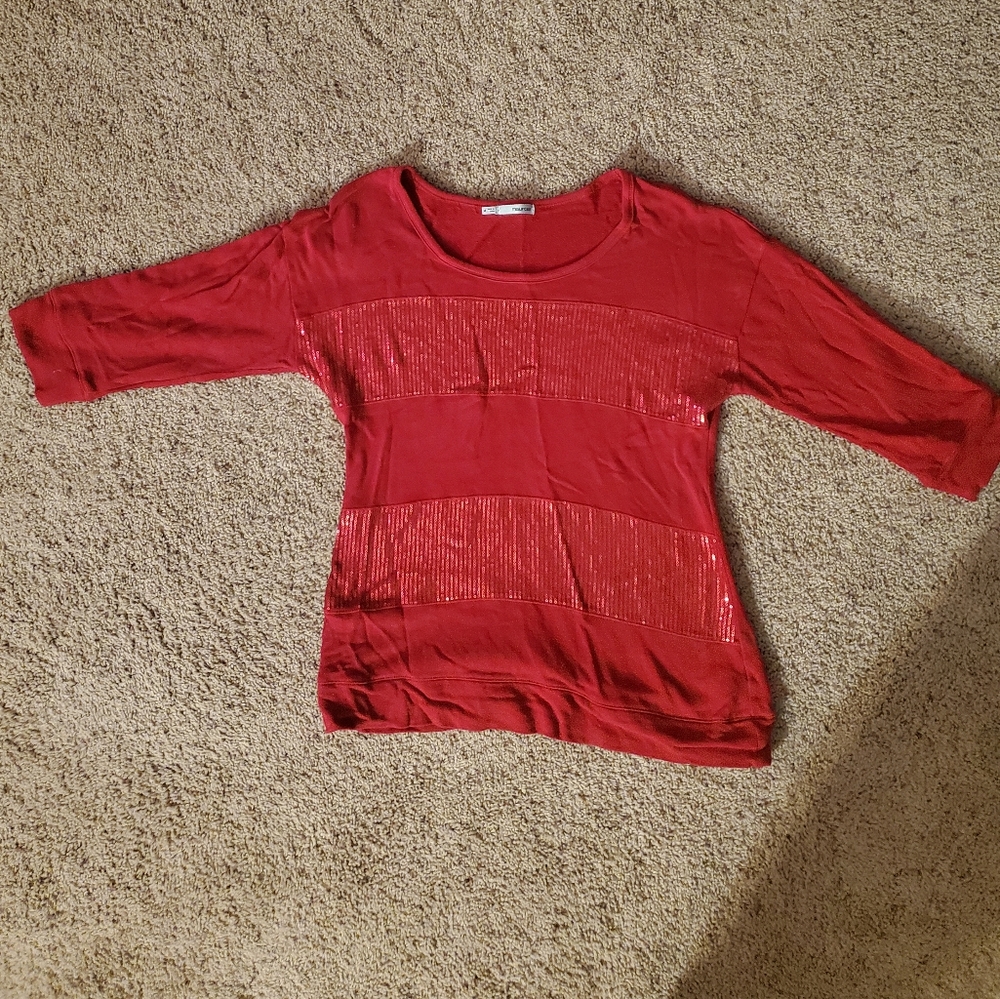 Maurices Red Sparkle Shirt